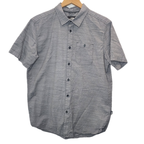 The North Face Mens‎ Large Grey Short Sleeve Striped Button Up Shirt - Picture 2 of 5